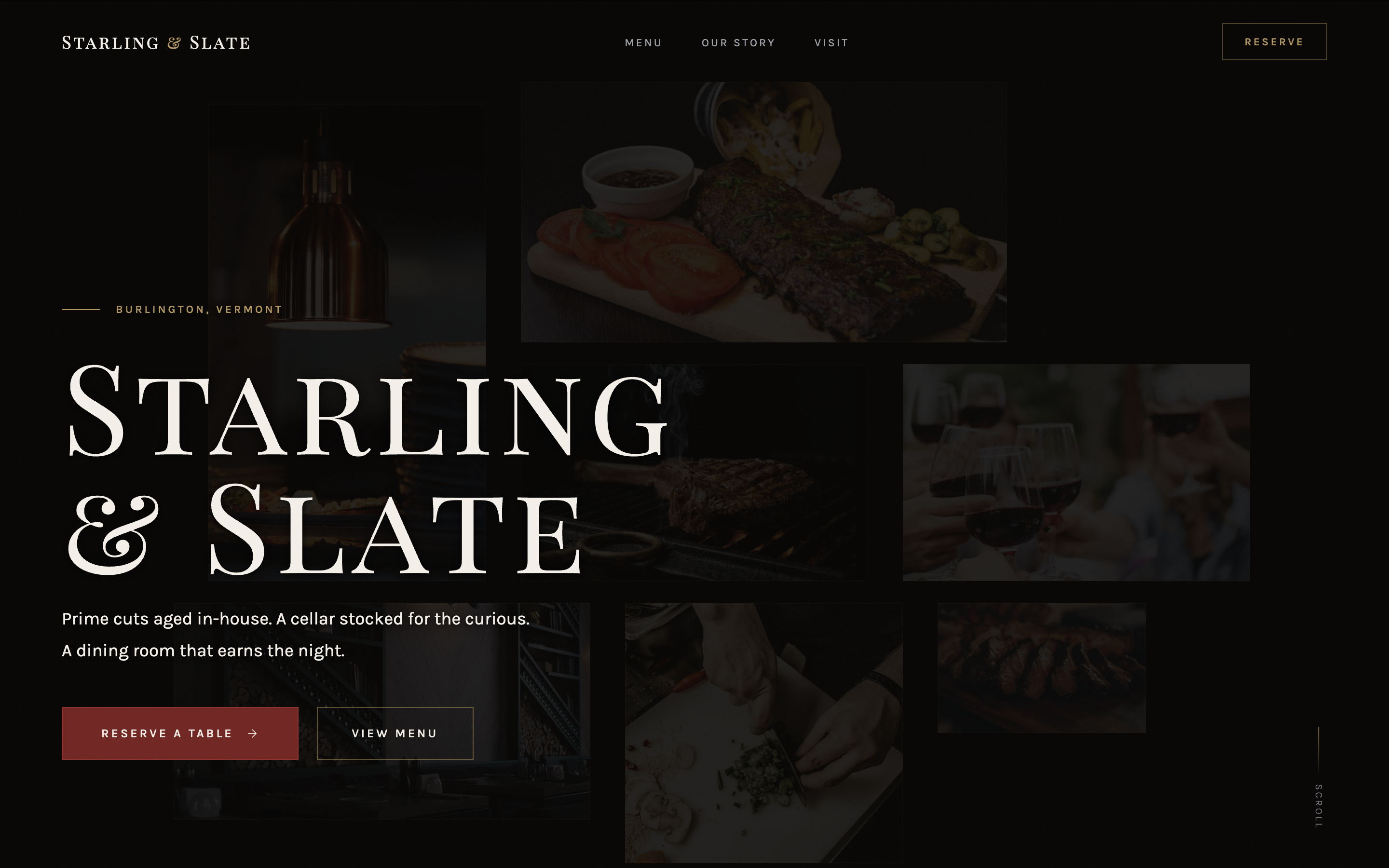 Starling and Slate restaurant website hero